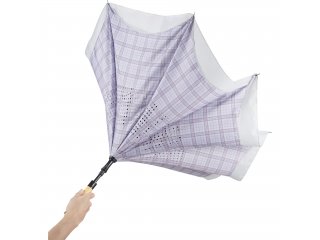 48" Recycled PET Auto Open Plaid Inversion Umbrell
