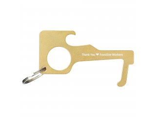 No Contact Keychain Bottle Opener - Brass