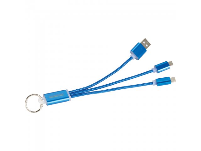 Metal 3-in-1 Charging Cable with Key ring