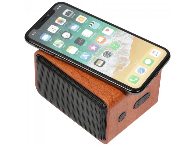 Wood Bluetooth Speaker with Wireless Charging Pad