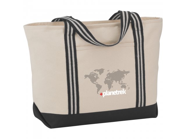 Atlantic Stripe 20oz Cotton Zippered Tote