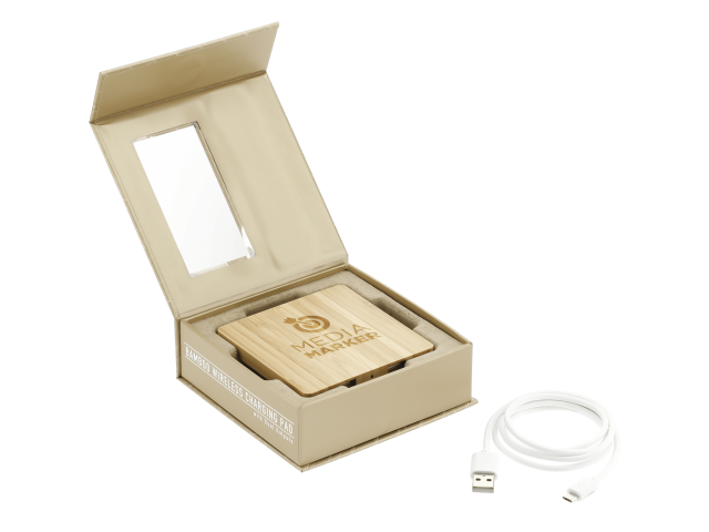 FSC® 100% Bamboo Wireless Charge Pad w/Dual Output