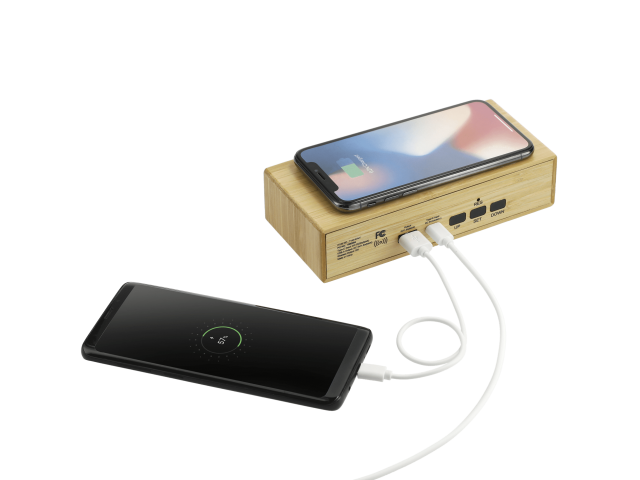Bamboo Wireless Charging Desk Clock