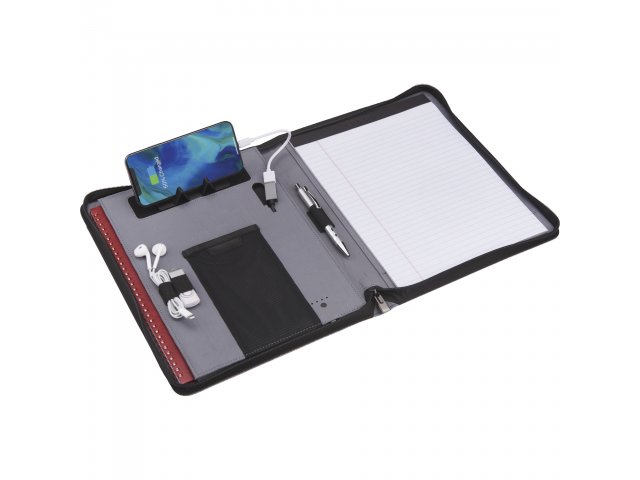 Zoom 4000 mAh Wireless Charging Zippered Padfolio