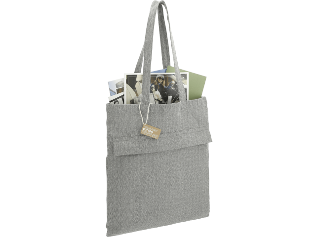 Recycled Cotton Herringbone Tote w/Zip Pocket