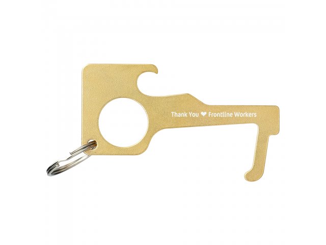 No Contact Keychain Bottle Opener - Brass